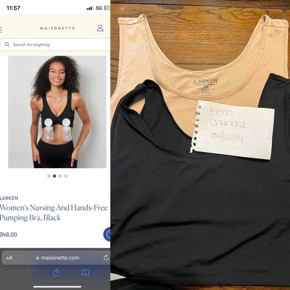 Larken nursing and pumping bra BLACK ONLY